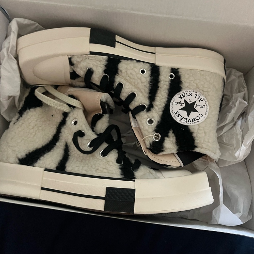 Converse Black and Cream High-Top Sneakers